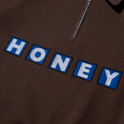 SQ LOGO QUARTER ZIP PULLOVER BROWN