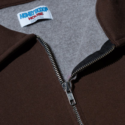 SQ LOGO QUARTER ZIP PULLOVER BROWN