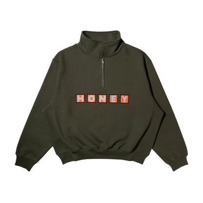 SQ LOGO QUARTER ZIP PULLOVER OLIVE