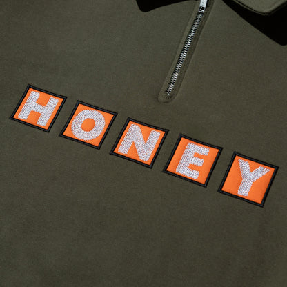 SQ LOGO QUARTER ZIP PULLOVER OLIVE