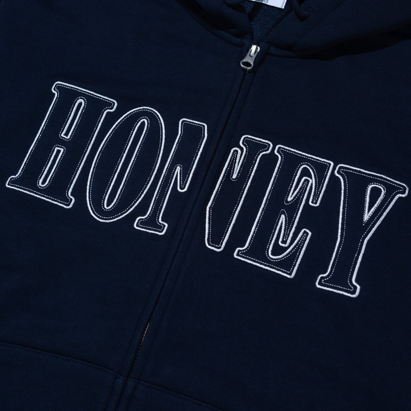 HONEY STITCH ZIP UP HOODED SWEATSHIRT NAVY