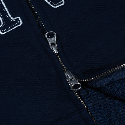 HONEY STITCH ZIP UP HOODED SWEATSHIRT NAVY